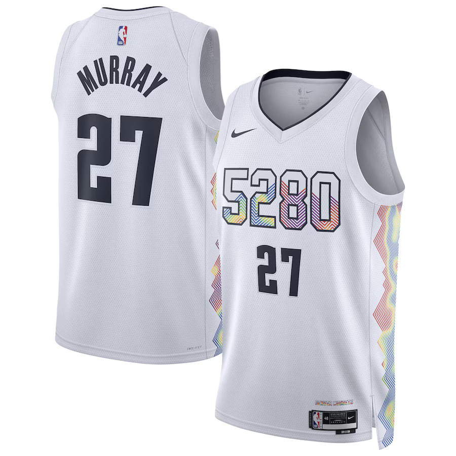 Men Denver Nuggets #27 Jamal Murray Nike White City Edition 2024-25 Swingman Player NBA Jersey->customized nba jersey->Custom Jersey